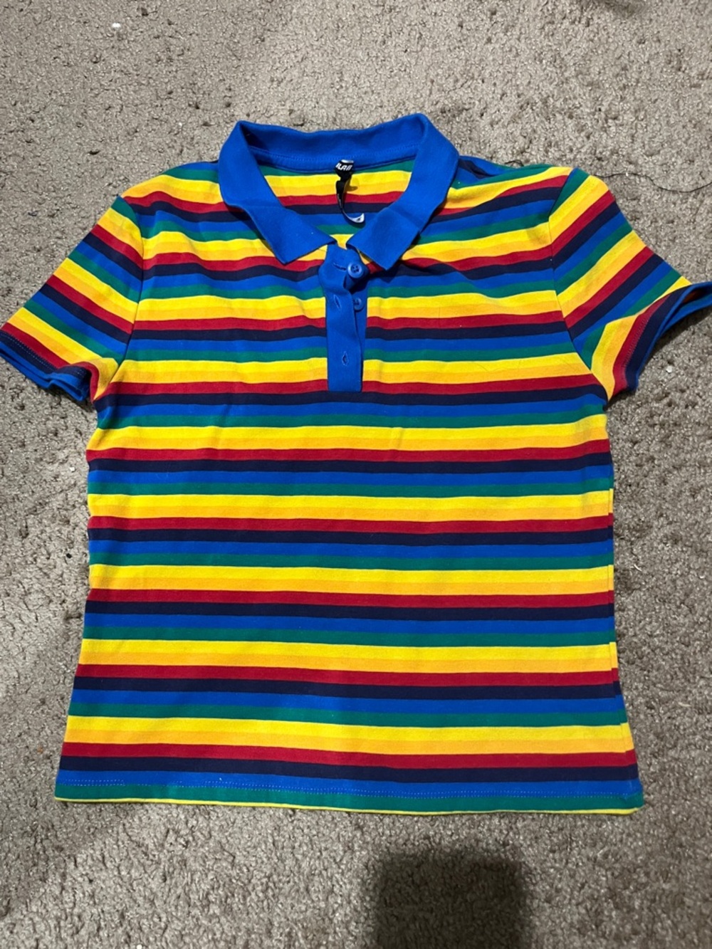 Rainbow Stripe Short Sleeve Polo Top — Blue Collar